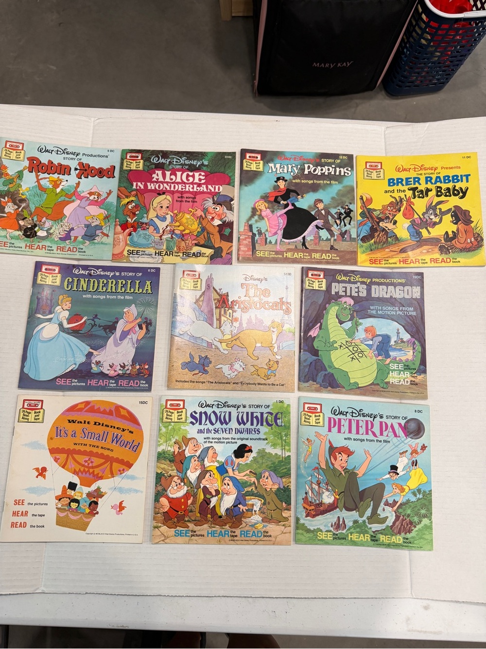 Lot Of (10) Vintage Walt Disney Read Along Books & Tape (BOOKS ONLY NO TAPES)